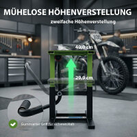 Motorradheber Montagebock aus Stahl 150 kg Hubhöhe 299-400 mm Schwarz / Grün mit gummierter Auflage