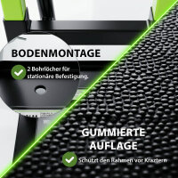 Motorradheber Montagebock aus Stahl 150 kg Hubhöhe 299-400 mm Schwarz / Grün mit gummierter Auflage