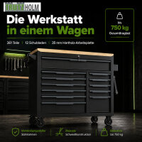 Profi Werkstattwagen Star XL bestückt 361-tlg. inkl. VDE Werkzeug – 12 Schubladen, 750 kg Traglast