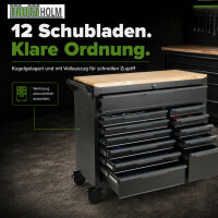 Profi Werkstattwagen Star XL bestückt 361-tlg. inkl. VDE Werkzeug – 12 Schubladen, 750 kg Traglast