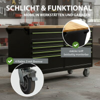 Werkstattwagen Star XXL 163 x 97 cm Arbeitsplatte Gummibaumholz 9 Schubladen kugelgelagert Werkbank