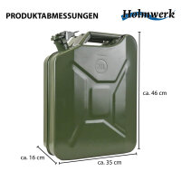 1x Kraftstoffkanister Dieselkanister + Ausgießer 20 L Metallkanister UN Zulassung