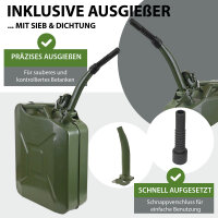 1x Kraftstoffkanister Dieselkanister + Ausgießer 20 L Metallkanister UN Zulassung