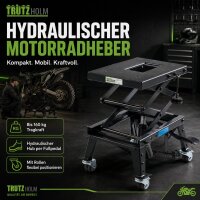 Dirtbike Montagehocker hydraulisch 160 kg schwarz mit Rollen