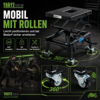 Dirtbike Montagehocker hydraulisch 160 kg schwarz mit Rollen