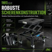 Dirtbike Montagehocker hydraulisch 160 kg schwarz mit Rollen
