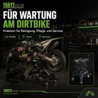 Dirtbike Montagehocker hydraulisch 160 kg schwarz mit Rollen
