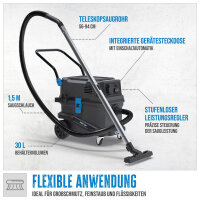 GÜDE Pro 30 Nass-Trockensauger – 1800 W, 30 L Edelstahl, HEPA, Staubklasse L