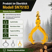 Forstzange Doppelmaul 800 kg 650 mm gelb mit gezahnten Greifbacken