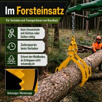 Forstzange Doppelmaul 800 kg 650 mm gelb mit gezahnten Greifbacken