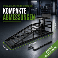 Auffahrrampe mit hydraulischem Wagenheber 2000 kg höhenverstellbar 24-36 cm mit Sicherheitsventil