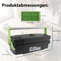 Werkzeugkiste 2 lagig 30kg Traglast 10 Fächer flexibel anpassbar 42x17x16 cm