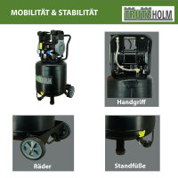 Premium Brushless Silent Flüsterkompressor 50L vertikal Kompressor leise 1500W, 62dB, 8 bar