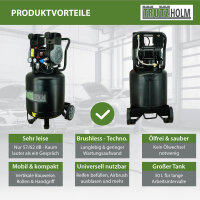 Premium Brushless Silent Flüsterkompressor 50L vertikal Kompressor leise 1500W, 62dB, 8 bar