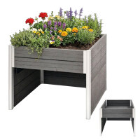 2in1 Hochbeet mit Mährobotergarage Holzoptik...
