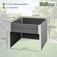 2in1 Hochbeet mit Mährobotergarage Holzoptik 73x79x56 cm Rasenroboter Garage Pflanzkasten anthrazit