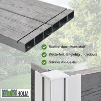 2in1 Hochbeet mit Mährobotergarage Holzoptik 73x79x56 cm Rasenroboter Garage Pflanzkasten anthrazit