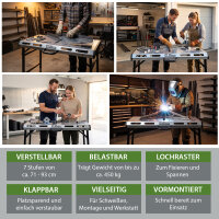 TRUTZHOLM Schweißtisch klappbar 450kg höhenverstellbar Werkbank mit Lochraster Garage Montage robust