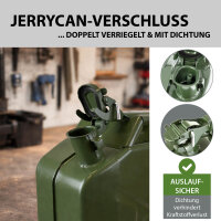 2x Kraftstoffkanister Dieselkanister + Ausgießer 20 L Metallkanister UN Zulassung Olivgrün