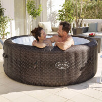 Bestway® LAY-Z-SPA® Energiespar-Whirlpool Bali AirJet™ mit App-Steuerung, für 7 Personen, Ø 216 x 71 cm, Rattan-Optik (Schokobraun) 6001P