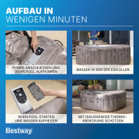 Bestway® LAY-Z-SPA® Energiespar-Whirlpool Rome AirJet™ mit App-Steuerung, für 6 Personen, 180 x 180 x 71 cm, Marmor-Optik (Braun) 6001K