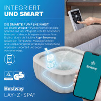 Bestway® LAY-Z-SPA® Energiespar-Whirlpool Rome AirJet™ mit App-Steuerung, für 6 Personen, 180 x 180 x 71 cm, Marmor-Optik (Braun) 6001K