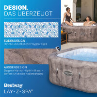 Bestway® LAY-Z-SPA® Energiespar-Whirlpool Rome AirJet™ mit App-Steuerung, für 6 Personen, 180 x 180 x 71 cm, Marmor-Optik (Braun) 6001K