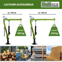 Pickup Kran Stahl Tragkraft 900 kg 360° drehbar mit Seilwinde hydraulischer Heber Ladekran Hebekran