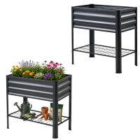 Hochbeet Metall 110L mit Vlies & Ablage, 80x51x81 cm,...
