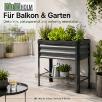 Hochbeet Metall 110L mit Vlies & Ablage, 80x51x81 cm, Pflanzkasten für Balkon & Garten