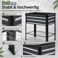 Hochbeet Metall 110L mit Vlies & Ablage, 80x51x81 cm, Pflanzkasten für Balkon & Garten