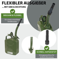 2x Kraftstoffkanister Metall Benzinkanister 5 Liter - UN-Zulassung inkl. Ausgießer