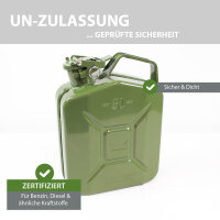 2x Kraftstoffkanister Metall Benzinkanister 5 Liter - UN-Zulassung inkl. Ausgießer
