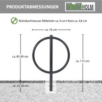 5x Fahrradanlehnbügel 115x76cm Stahl feuerverzinkt pulverbeschichtet Ø60mm einbetonieren Anthrazit Typ O