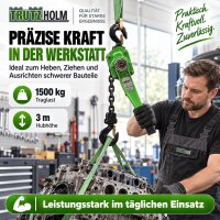 Ratschenzug 1,5  t Tragkraft - 3 m Hubhöhe Hebezug Kettenzug Hebelzug Flaschenzug