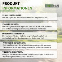 TRUTZHOLM 10x U-Profil Zaunpfosten 91 cm Stahl pulverbeschichtet