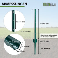 TRUTZHOLM 10x U-Profil Zaunpfosten 122 cm Stahl pulverbeschichtet