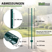 TRUTZHOLM 10x U-Profil Zaunpfosten 192 cm Stahl pulverbeschichtet