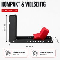 Motorradwippe 8–24 Zoll – für Anhänger & Transport, 90–145 mm Reifenbreite, 10-fach verstellbare Vorderradwippe, Stahl 450 kg – Schwarz/Rot