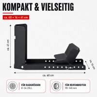 Motorradwippe 8–24 Zoll – für Anhänger & Transport, 90–145 mm Reifenbreite, 10-fach verstellbare Vorderradwippe, Stahl 450 kg – Schwarz/Schwarz
