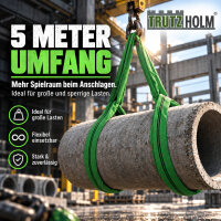 TRUTZHOLM Rundschlinge 2000 kg 5 m Umfang / 2,5 m Nutzlänge grün – nach EN 1492-2