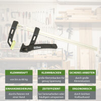 4x Einhandzwinge 80kg Spannkraft 30cm Spannbereich Aluminium Schnellspannzwinge
