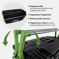 Werkzeugkiste Kunststoff Griffe klappbar aus Stahl Werkzeugkasten Toolbox Organizer leer