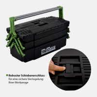 Werkzeugkiste Kunststoff Griffe klappbar aus Stahl Werkzeugkasten Toolbox Organizer leer