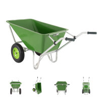2-Rad Schubkarre XL 200 L 300 kg Gartenschubkarre Schiebkarre Hofkarre Luftrad Metallfelge grün