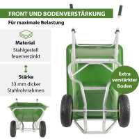 2-Rad Schubkarre XL 200 L 300 kg Gartenschubkarre Schiebkarre Hofkarre Luftrad Metallfelge grün