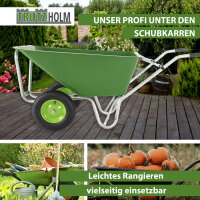 2-Rad Schubkarre XL 200 L 300 kg Gartenschubkarre Schiebkarre Hofkarre Luftrad Metallfelge grün