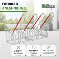 TRUTZHOLM Fahrradständer höhenversetzt 2x2 für 4 Fahrräder 140x40x83 cm Anlehnbügel mit rotem Lack Stahl feuerverzinkt