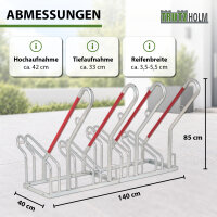 TRUTZHOLM Fahrradständer höhenversetzt 2x2 für 4 Fahrräder 140x40x83 cm Anlehnbügel mit rotem Lack Stahl feuerverzinkt