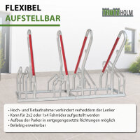 TRUTZHOLM Fahrradständer höhenversetzt 2x2 für 4 Fahrräder 140x40x83 cm Anlehnbügel mit rotem Lack Stahl feuerverzinkt
